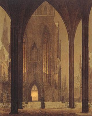 Oehme, Ernst Ferdinand Cathedral in Wintertime (mk22) Norge oil painting art
